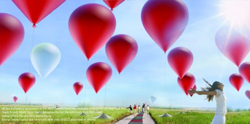 99 Red Balloons, LAGI, Land Art Generator Initiative, energy-generating art, public art, renewable energy, green design, art for climate change