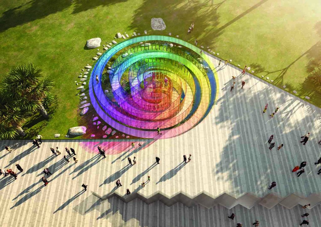 The Rainbow Serpent, LAGI 2018, solar energy, rainwater harvesting, public art, solar art, energy tech, st kilda triangle, victoria, melbourne, australia, design competition, renewable energy