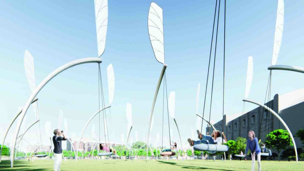 Swings, LAGI2018, solar power, thin film photovoltaic, kinectic energy, public art, St Kilda Triangle, City of Port Phillip, Melbourne, Victoria, Australia, LAGI design competition