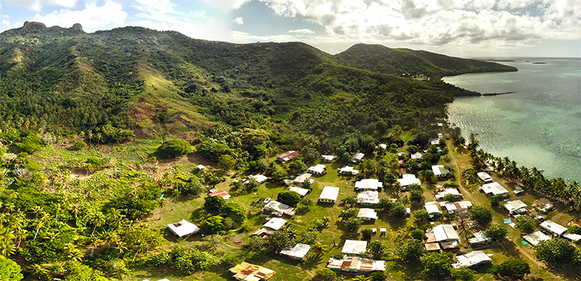 Aerial view of Marou Village from the mountain to the sea