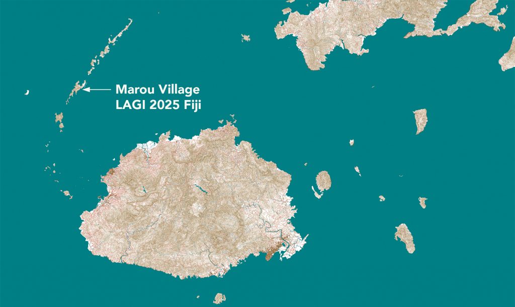 Map of Fiji showing the location of Marou Village in the Yasawa archipelago.