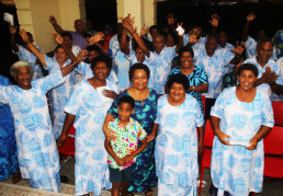 Marou Village residents celebrate with a song they composed specifically for the occasion of the LAGI 2025 Fiji exhibition opening.