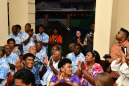 Marou Village residents celebrate with a song they composed specifically for the occasion of the LAGI 2025 Fiji exhibition opening.