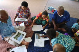 Alberto Roncelli gets feedback on his design, The O, during a workshop in Marou Village.