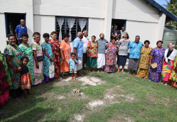 Marou Village forms a circle in front of the community center to represent The O by Alberto Roncelli.