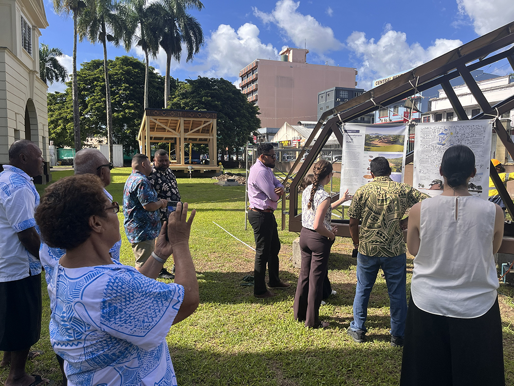 Expert review committee and Marou Village residents review the prototypes at Fiji Arts Council.