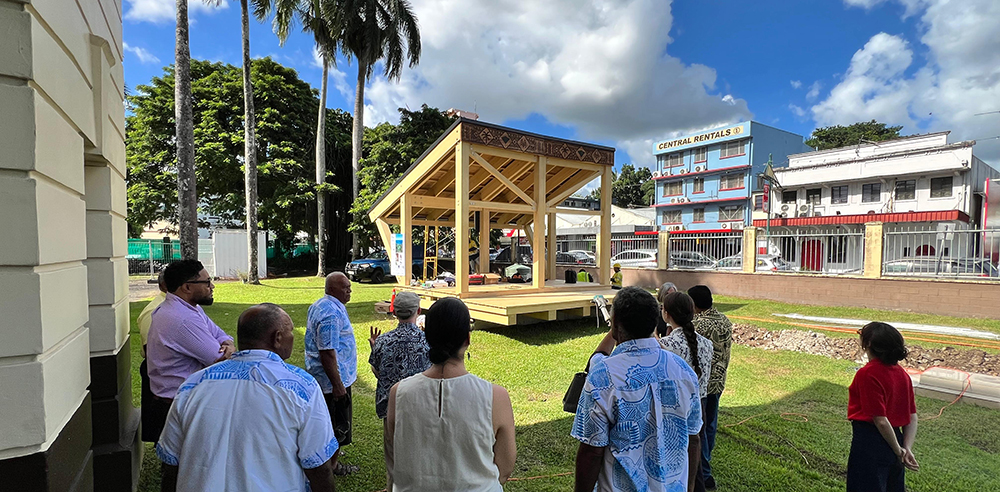 Expert review committee and Marou Village residents review the prototypes at Fiji Arts Council.