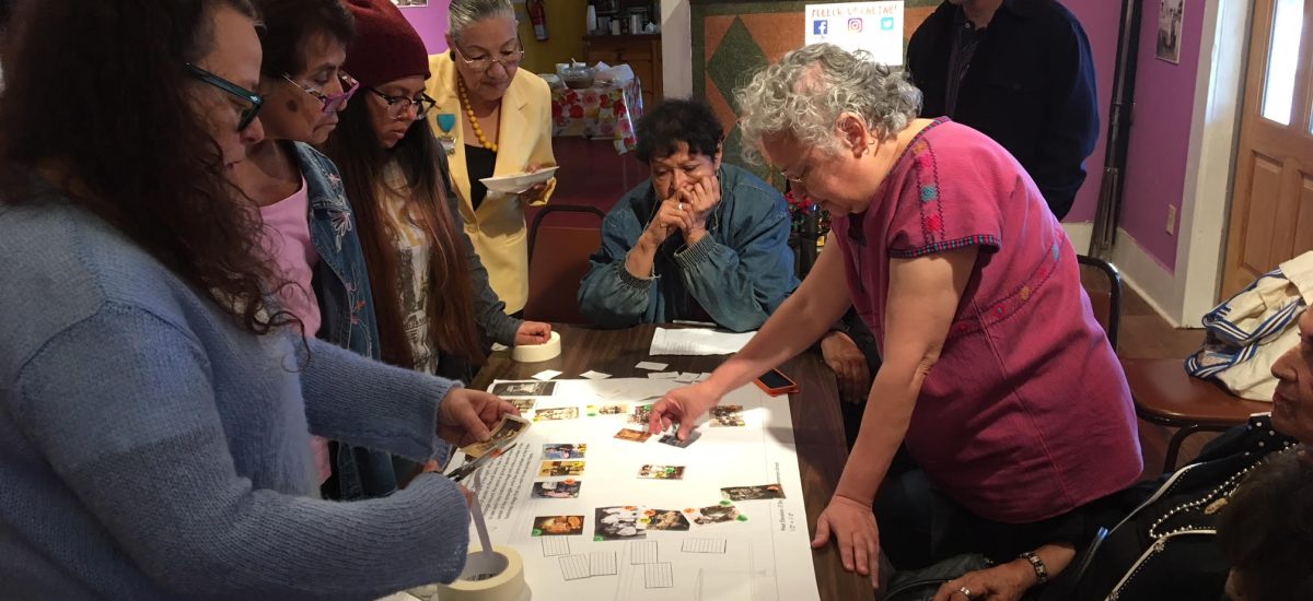 02-Land Art Generator Solar Mural-April-Design-Workshop-Esperanza-Reconcito_Photo by LAGI A workshop at the Esperanza Peace and Justice Center with Westside community members during the design process for "En Aquellos Tiempos Fotohistorias del Westside," a project of Esperanza Peace & Justice Center in San Antonio.