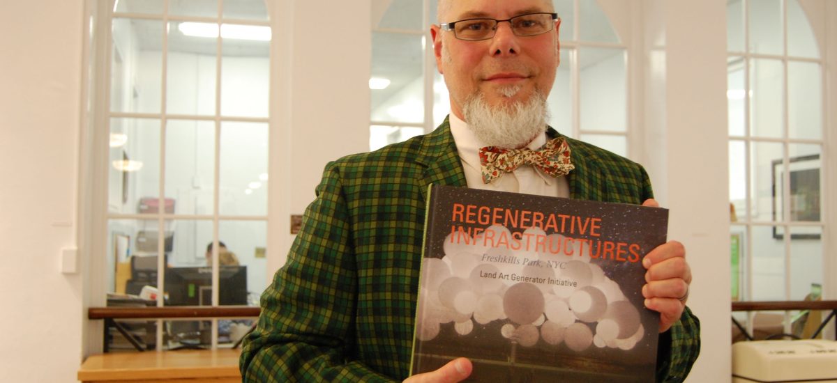 2013_06_26_002 LAGI board member and designer, Paul Schifino, at the LAGI 2012 exhibition at the Arsenal Gallery in NYC.