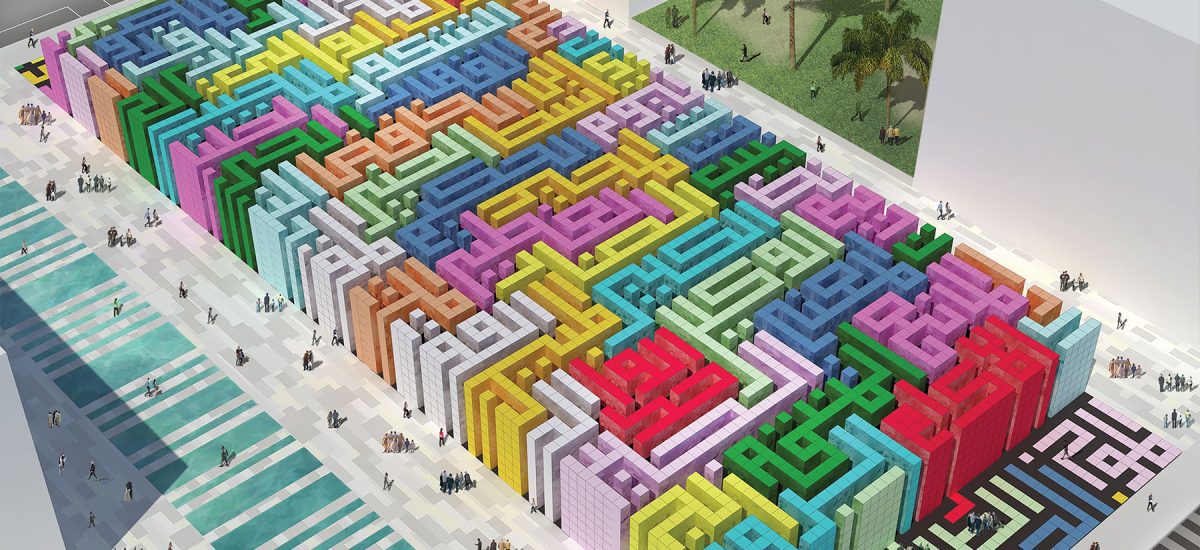 Masdar Calligraphy honors the range of styles that have developed within Islamic calligraphy, assigning a representative style to each of the two areas of the site. The Square Kufic (kufi mrabba) to the northwest is a link to the past. The more curvilinear and contemporary Naskh-like style to the southeast is a link to the future.