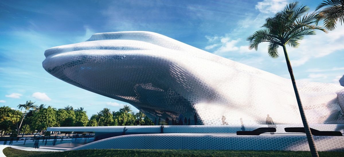 The organic curves are inspired by the natural environment of the desert and give visitors the feeling of basking in the sun’s rays, like a lizard on a sand dune. The curvilinear form confined within a rectilinear grid is a theme that is consistent with the master planning of Masdar City.