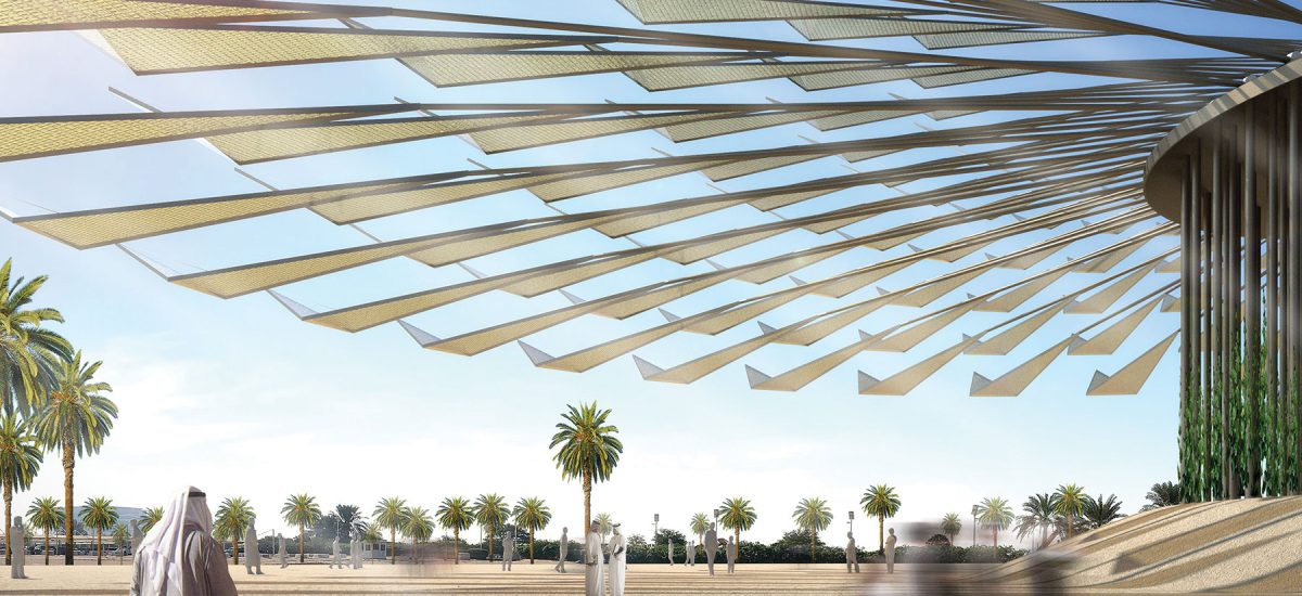 Sun Flower is a kinetic sculpture that utilizes the potential energy of its own weight to store the energy collected through solar panels in its petals during the day. During daytime, the fully open petals collect energy from the sun through translucent photovoltaic panels, providing comfortable shade for visitors below.