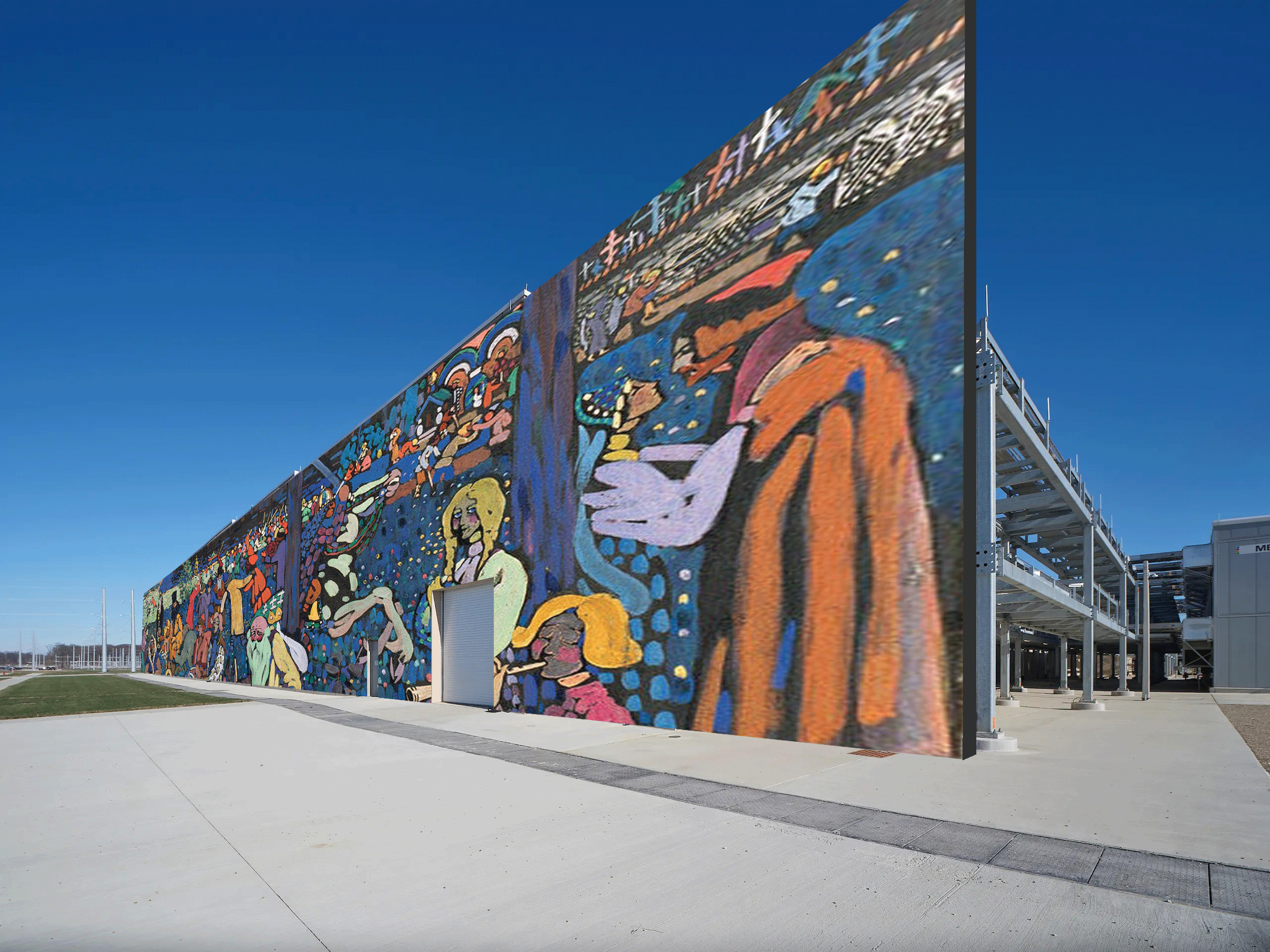 LAGI Solar Murals add visual interest to the facades of data centers and tell local stories while generating significant quantities of on-site clean energy, reducing the demand on the grid to keep residential retail rates from going up.